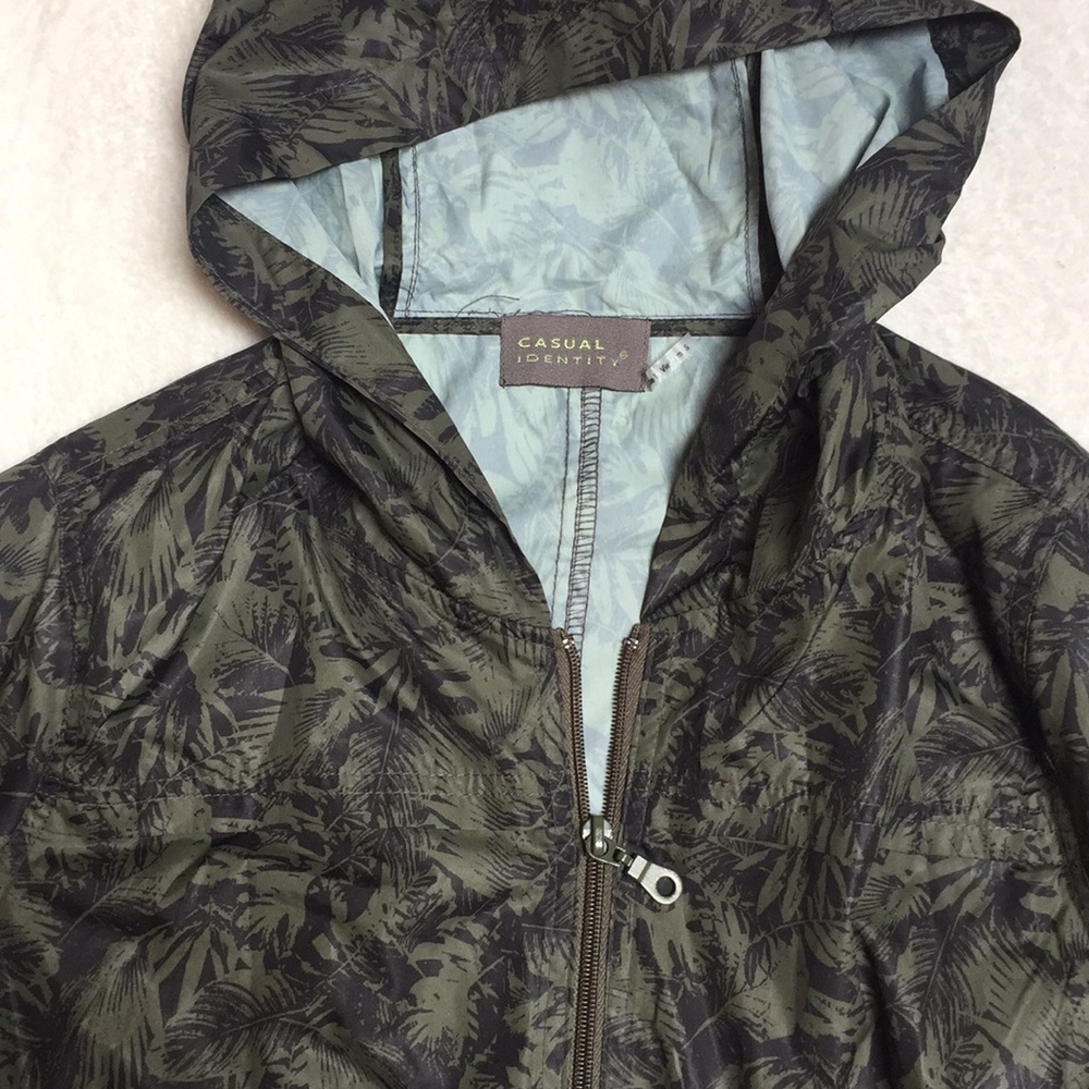 Casual Identity Leaf Print Trench Rain Jacket - Picture 5 of 6